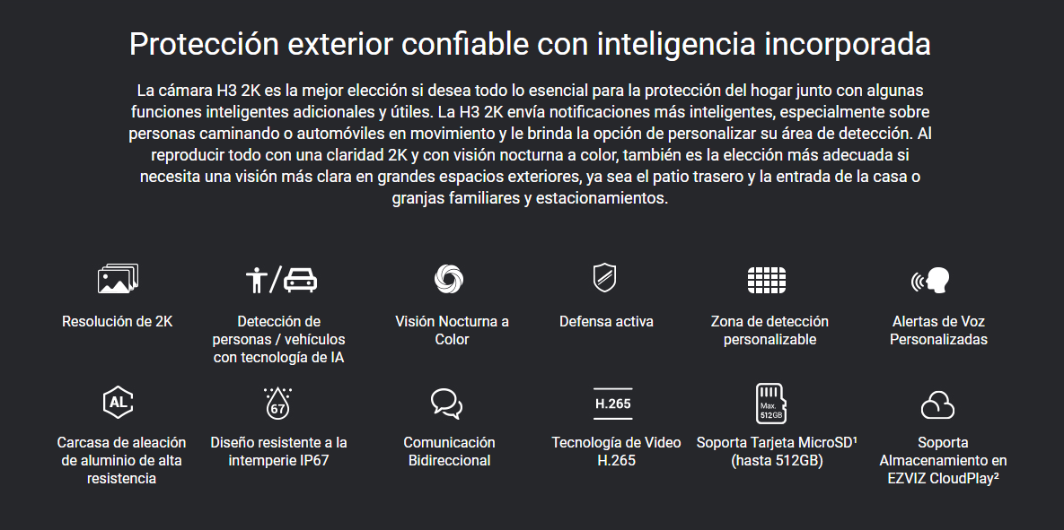 Cámara de seguridad H3 2K (3MP Sirena y Luz)