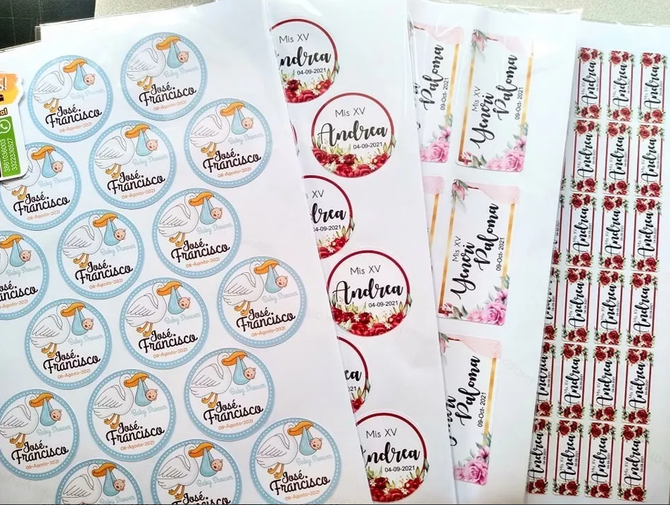 Impresión Papel adhesivo Stickers - Hoja completa tamaño A4 21 x 30 cm