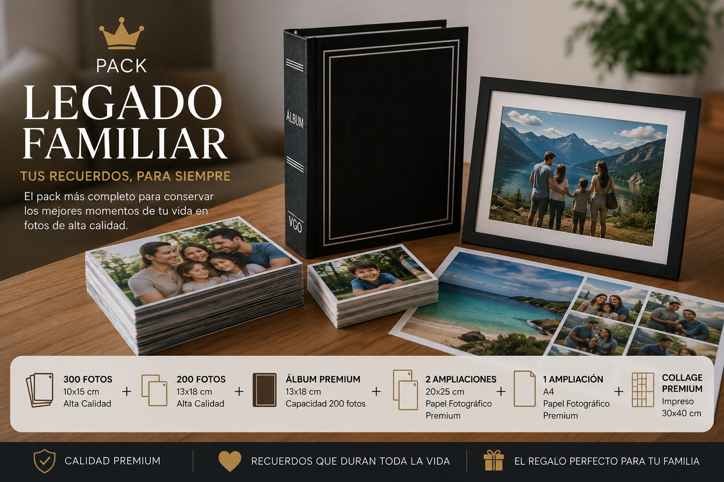 👑 Pack Legado Familiar (500 Fotos + Album + Regalos)