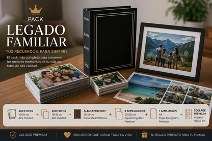 👑 Pack Legado Familiar (500 Fotos + Album + Regalos)